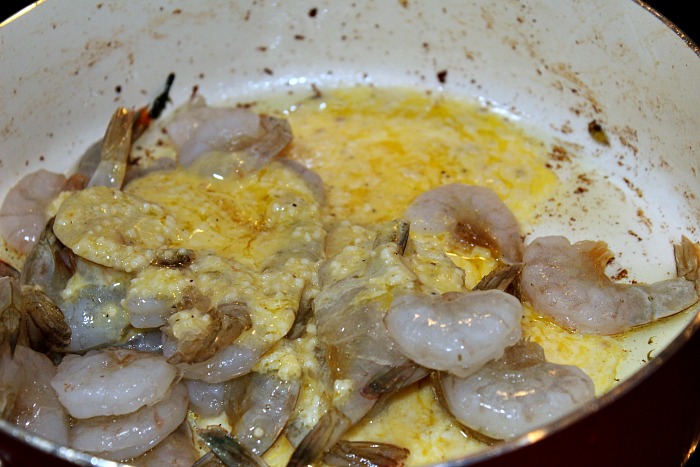 Garlic Butter Grilled Shrimp sauting in pan