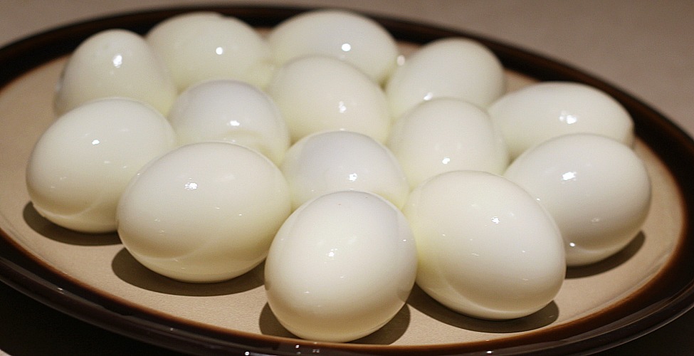Hard Boiled Eggs Peeled on a plate
