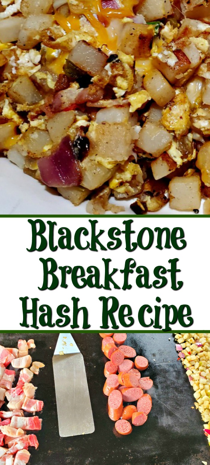 Blackstone Breakfast Hash Recipe can be made out of anything for breakfast! Potatoes, sausage, bacon, eggs, cheese, vegetables, and other possibilities!