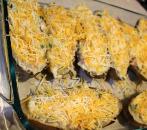 Twice Baked Loaded Baked Potatoes In Casserole Pan