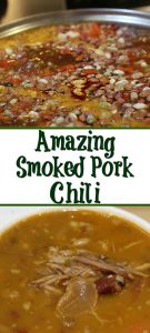 This Smoked Pork Chili is the perfect way to use up left-over smoked pork! Pork shoulder is a great budget friendly roast to pick up, smoke, and makes the perfect meat to use to make a chili out of next day! The chili is the perfect start it and forget it stovetop dinner that will leave your house smelling amazing too!
