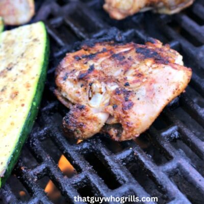 Grilled Chicken Thighs On Grill with zuchhini