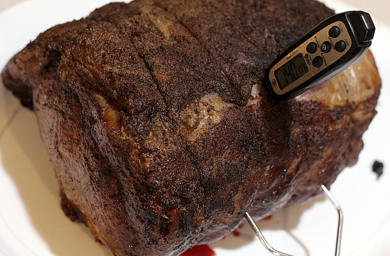 Smoked Prime Rib On Pellet Temperature With Meat Thermometer