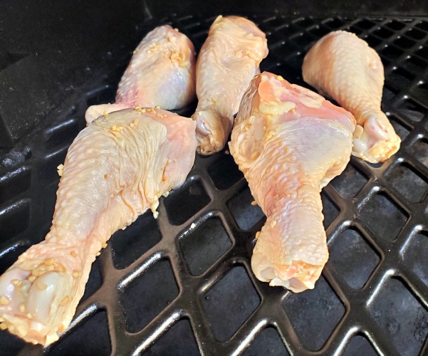 Coca Cola Chicken legs out of brine on pitboss grill 