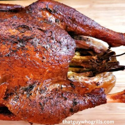 Smoked Turkey Brine Recipe Plus Dry Rub And Butter Injection Cooked on cutting board