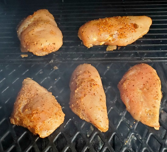 Boneless skinless chicken breasts on pit boss pellet grill