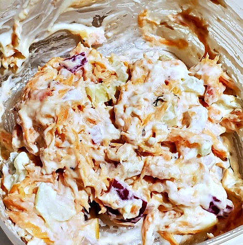 Smoked Salmon Salad Mixed Together in container
