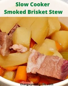 This Slow Cooker Smoked Brisket Stew Recipe is the perfect way to use up leftover smoked brisket! Allow slow cooking all day for the perfect flavor!