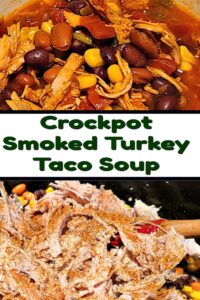 This Crockpot Smoked Turkey Taco Soup Recipe is perfect for leftover holiday turkey! Change the ingredients to the soup how you want and spice it up too! The smoked turkey adds amazing flavor to soup as well!