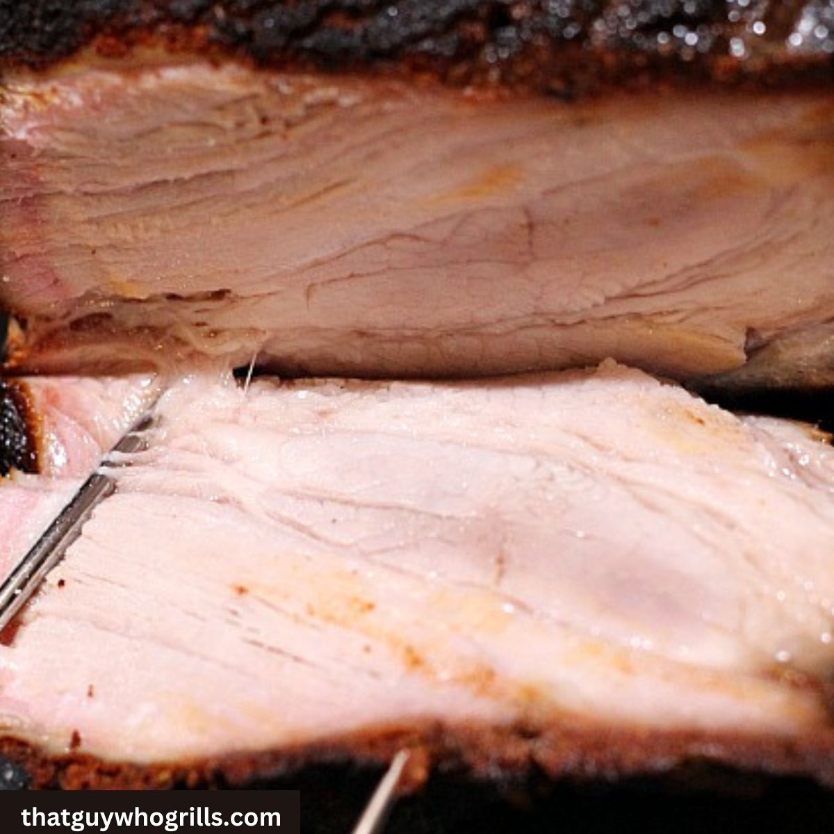 Sliced open Smoked Pork Shoulder roast  