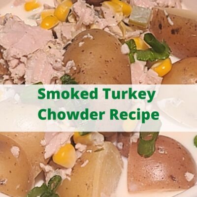 This Smoked Turkey Chowder Recipe is perfect to make on a pellet grill in a cast iron dutch oven! Use leftover Smoked Turkey to add more flavor! Shredded leftover turkey works amazingly in this chowder to pair with corn and potatoes! Use baby potatoes, russets, or gold potatoes for this recipe!