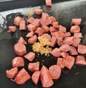 Southside Beef Sausage With Garlic On Blackstone