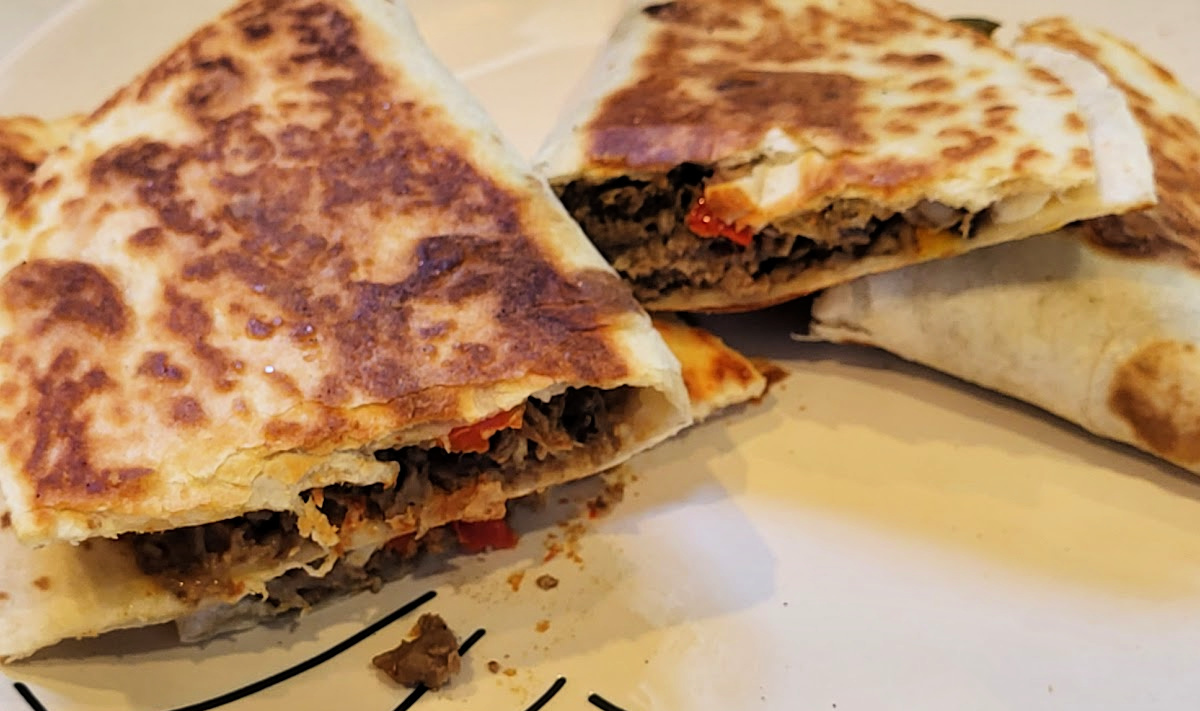 Philly Cheesesteak Quesadilla Served