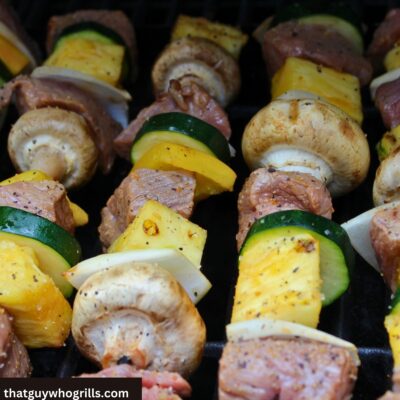 Grilled Steak Kabobs On Grill Cooking