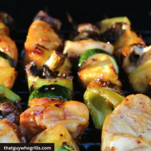 Grilled Teriyaki Chicken Kabobs cooking on grill