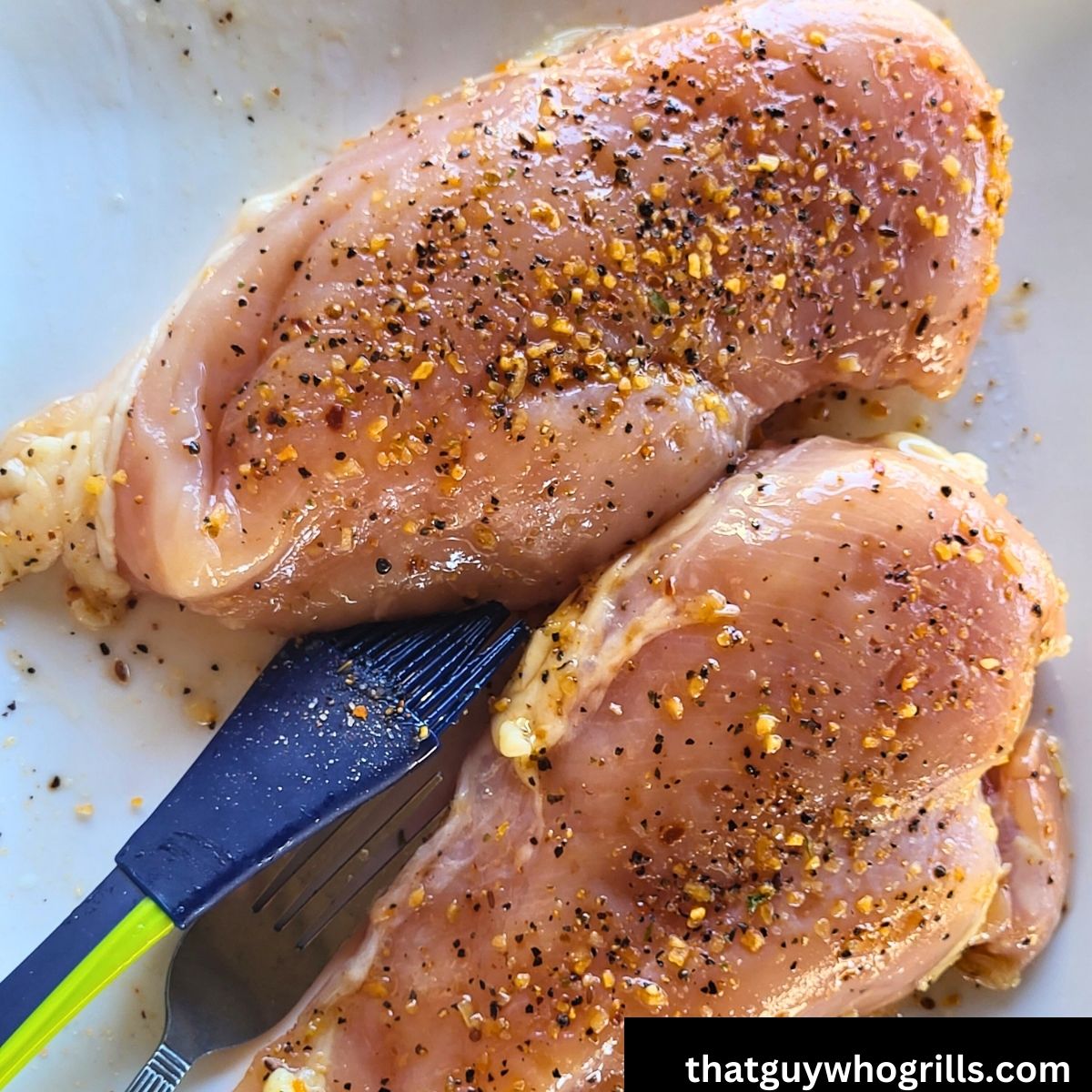 Seasoned Chicken Breasts on a white plate