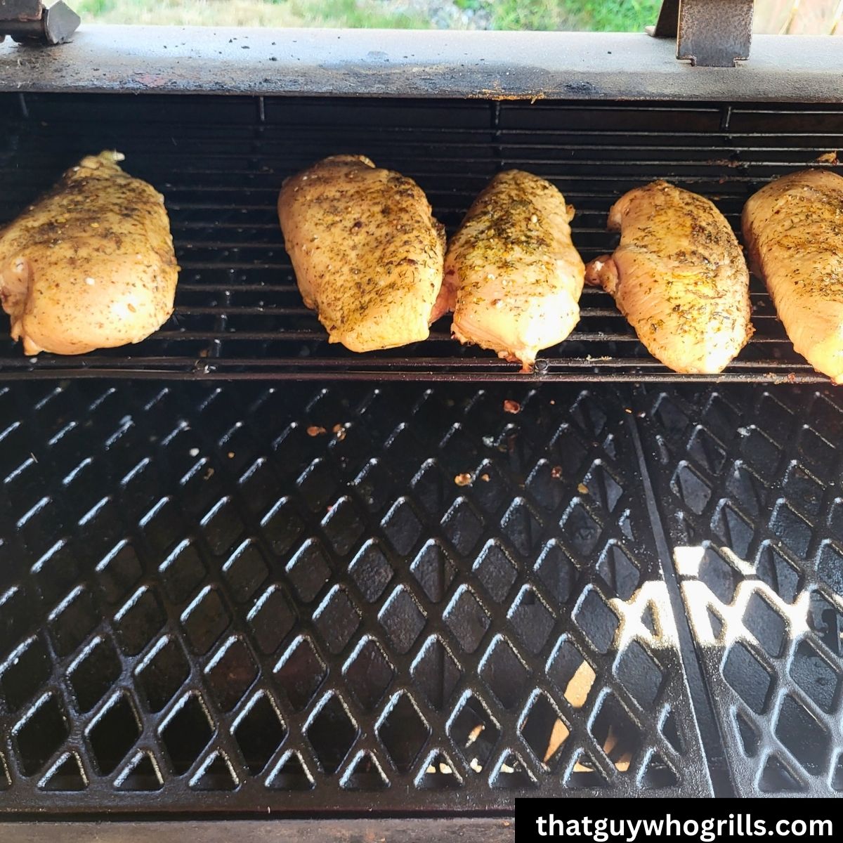 Boneless skinless chicken breasts on pitboss pellet grill smoking